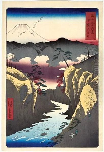 Le Mont Fuji Vu Du Col D'Inume. Province De Kai Oil Painting by Utagawa or Ando Hiroshige