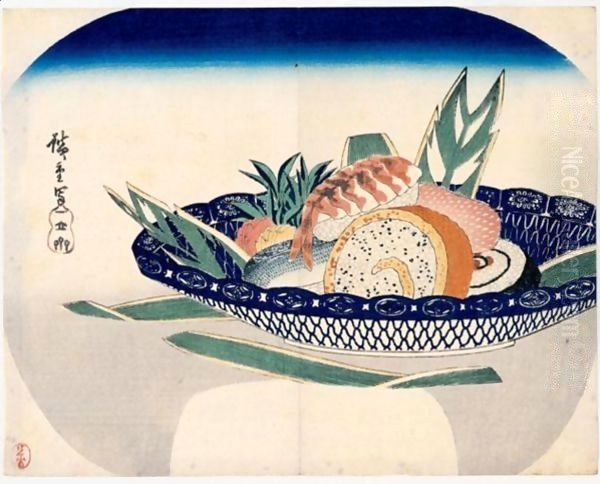 Plat De Sushi Oil Painting by Utagawa or Ando Hiroshige