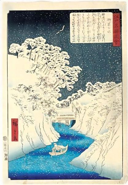 Ocha No Mizu. Ocha No Mizu Enneige Oil Painting by Utagawa or Ando Hiroshige