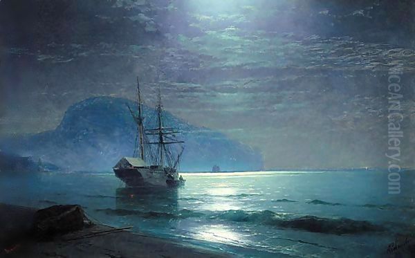 Moonlight In The Ayu Dag Oil Painting by Ivan Konstantinovich Aivazovsky