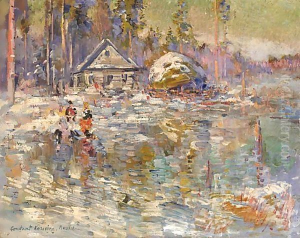 On The Frozen Lake Oil Painting by Konstantin Alexeievitch Korovin