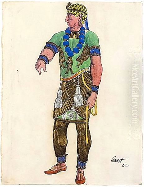 Costume Design For The Queen's Guard In 'judith', 1922 Oil Painting by Lev Samoilovich Bakst