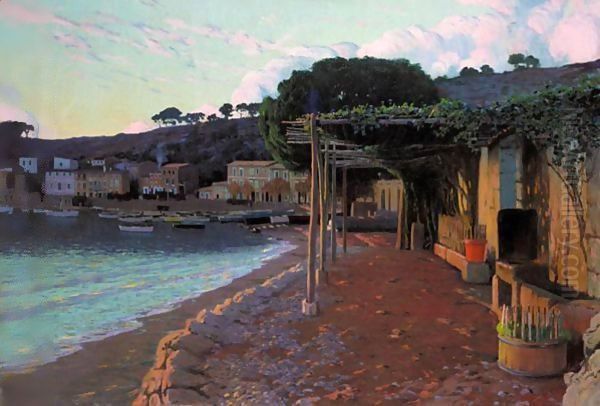 Casa De Pescadors, Mallorca (Fisherman's House, Majorca) Oil Painting by Santiago Rusinol i Prats