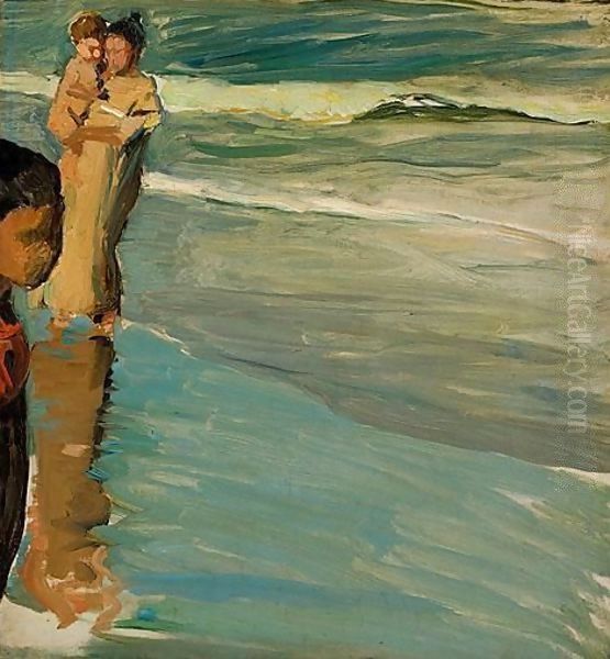 En La Playa De Valencia (On The Beach, Valencia) Oil Painting by Joaquin Sorolla Y Bastida