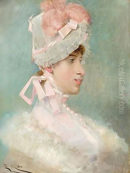 Retrato De La Reina Maria Cristina Oil Painting by Francisco Miralles Galup