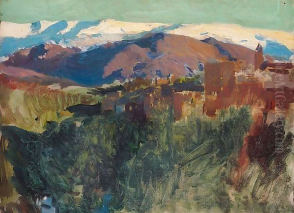 La Sierra Nevada Desde La Alhambra, Granada (Sierra Nevada From The Alhambra, Granada) Oil Painting by Joaquin Sorolla Y Bastida