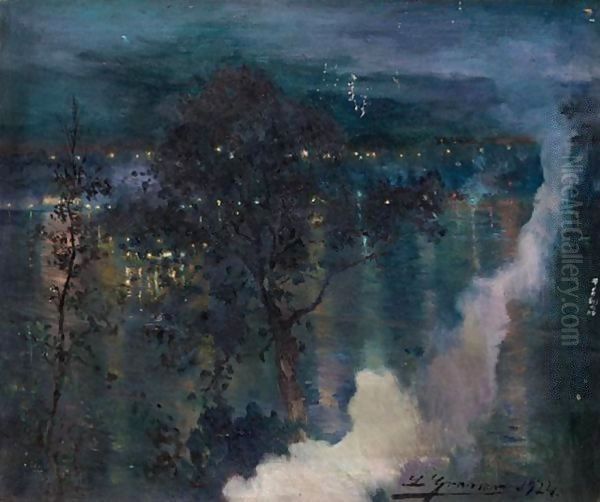 Vista Nocturna (Night Scene) Oil Painting by Luis Graner Arrufi