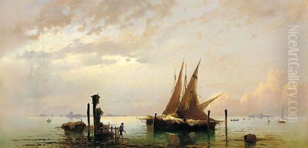 On The Lagoon, Venice Oil Painting by Hermann David Solomon Corrodi