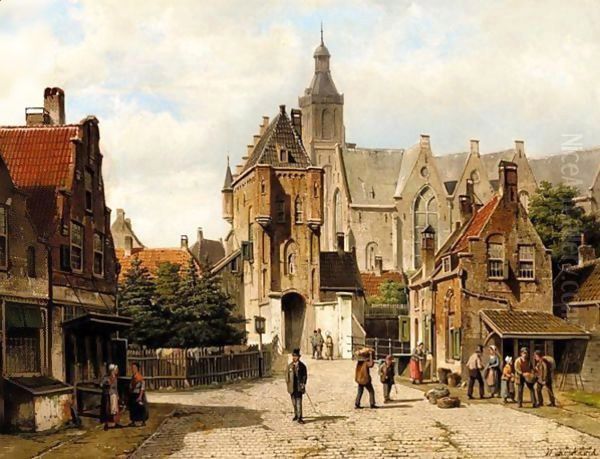 Street In Vianen, Holland Oil Painting by Willem Koekkoek