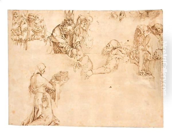 Sheet Of Figure Studies Oil Painting by Albrecht Durer