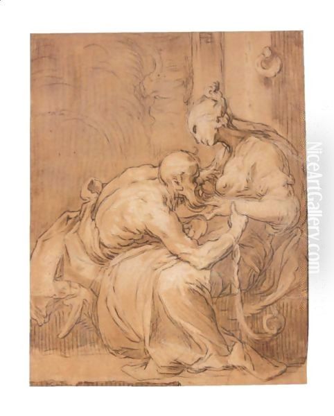 Roman Charity Oil Painting by Abraham Bloemaert