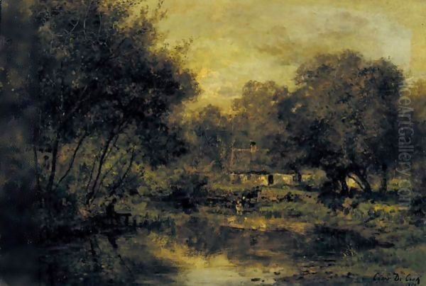 Landscape With Cottage Oil Painting by Cesar De Cock