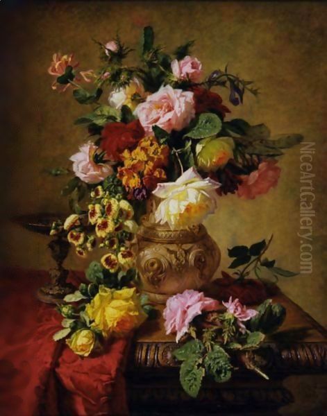 Still Life With Roses Oil Painting by Simon Saint-Jean