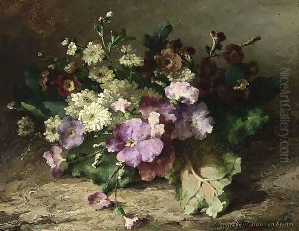 A Still Life With Flowers On A Forest Floor Oil Painting by Margaretha Roosenboom