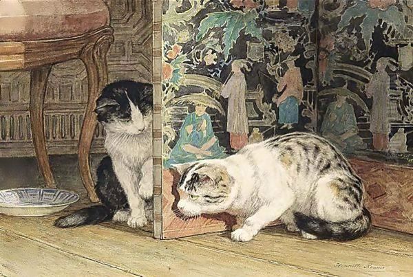 Hide And Seek Oil Painting by Henriette Ronner-Knip