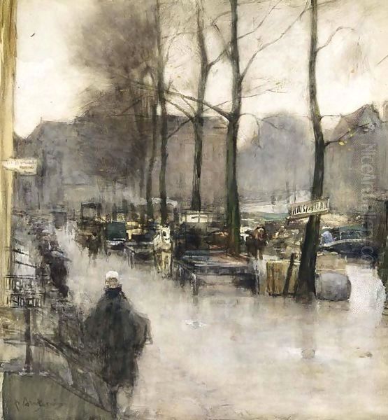 A View Of The Veerkade, The Hague Oil Painting by Floris Arntzenius