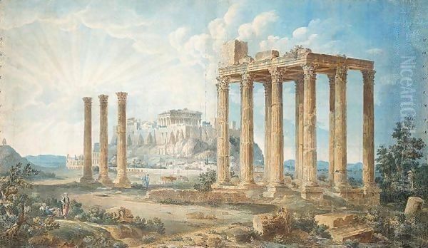 The Acropolis Oil Painting by Louis Francois Cassas