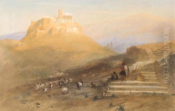 View Of The Acropolis Oil Painting by Harry John Johnson