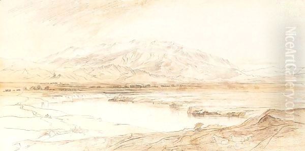 'The Purple Mountain Yonder' - Mount Olympus, Thessaly, Greece Oil Painting by Edward Lear