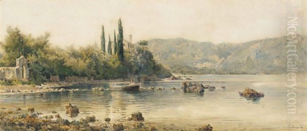 A Rocky Coastline Oil Painting by Angelos Giallina