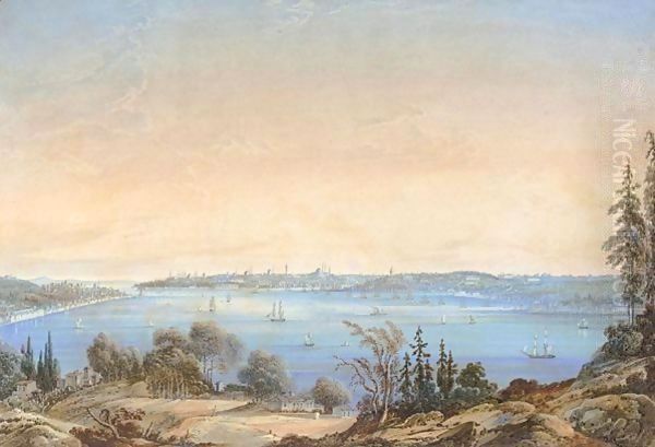 The Golden Horn, Constantinople Oil Painting by Joseph Schranz