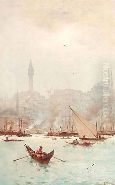 The Golden Horn, Constantinople Oil Painting by Theodor Alexander Weber