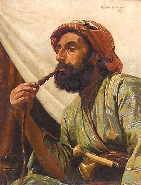 Portrait Of A Man Smoking A Hookah Oil Painting by William Savage Cooper