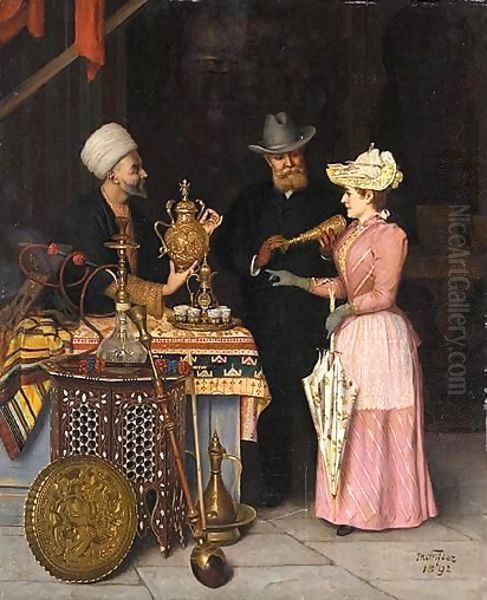 At The Bazaar Oil Painting by Moritz Stifter