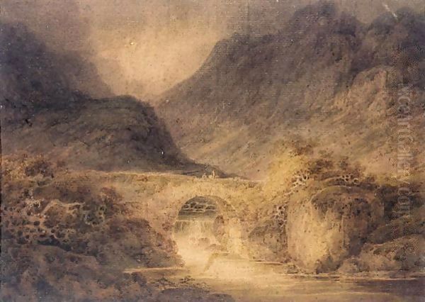 Pont-Oben-Glas, Monmothshire Oil Painting by Paul Sandby