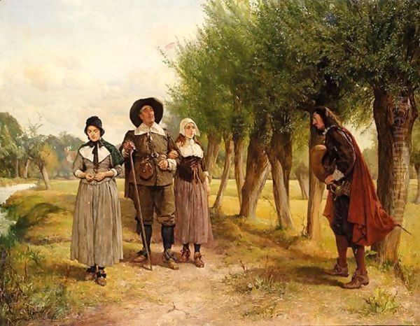 The Wary Father Oil Painting by Edgar Bundy