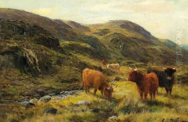 Highland Cattle Oil Painting by Louis Bosworth Hurt