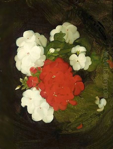 A Still Life Of Geraniums Oil Painting by James Stuart Park