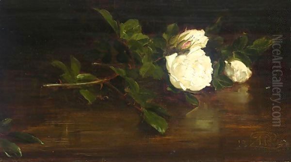 A Still Life Of Christmas Roses Oil Painting by Sir George Reid