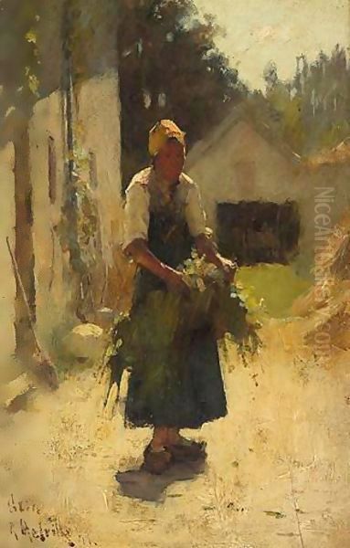 A French Peasant Oil Painting by Arthur Melville