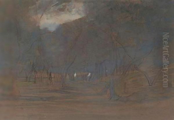 Woodland On The Ionian Islands Oil Painting by Edward Lear