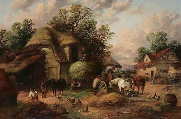 Farmyard Scene Oil Painting by Georgina Lara