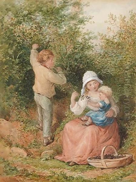 Blackberry Picking Oil Painting by Henry Hobson