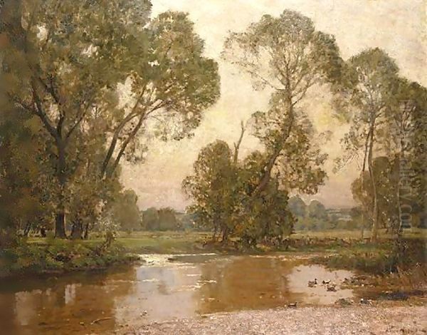 River Landscape Oil Painting by Sir Alfred East