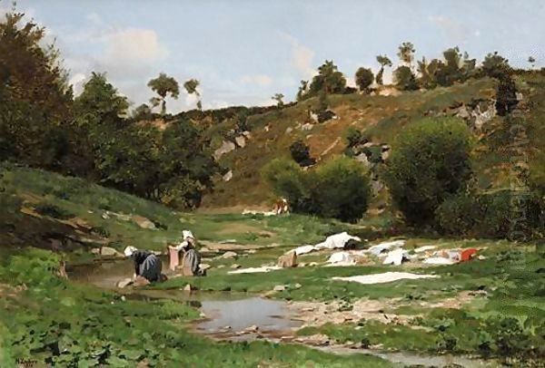 The Washerwomen Oil Painting by Jean Henri Zuber