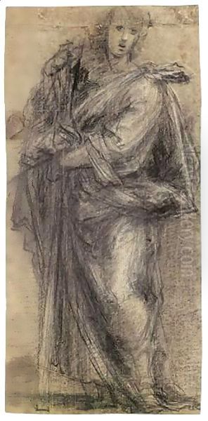 Study Of A Male Saint Holding A Cross Oil Painting by Giovanni Antonio Sogliani