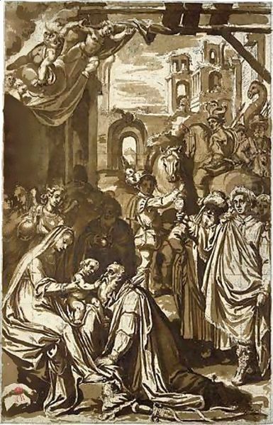 The Adoration Of The Magi Oil Painting by Giovanni Battista Ricci Da Novara