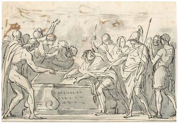 Sketch Of A Triumphal Procession, And A Study For The Figure Of Alexander Oil Painting by Jacques Louis David