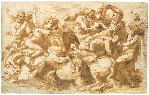 The Battle Of The Centaurs And Lapiths Oil Painting by Prospero Fontana