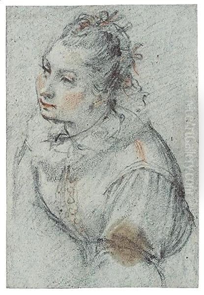 Half-Length Study Of A Woman Oil Painting by Alessandro di Agostino Casolani