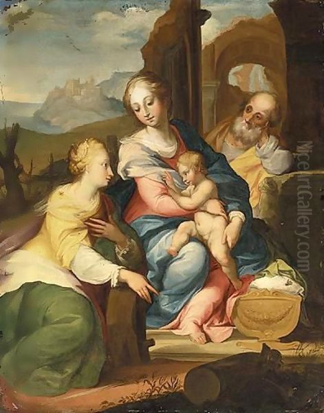 The Mystic Marriage Of Saint Catherine Oil Painting by Sienese School