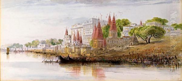 Benares On The Ganges Oil Painting by Edward Lear