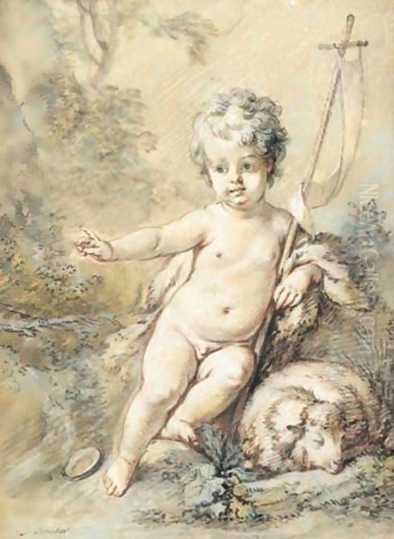 Saint Jean-Baptiste Et L'Agneau Pascal Oil Painting by Francois Boucher