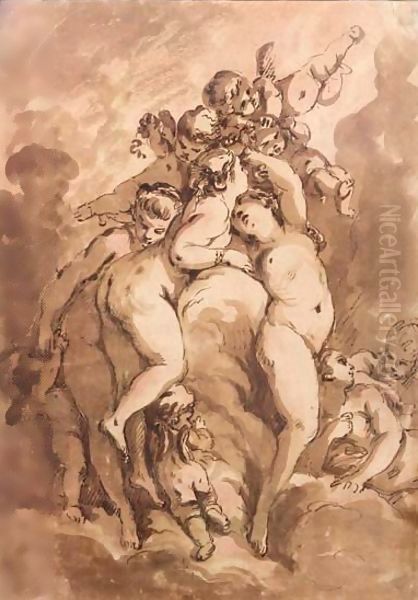 Nymphes Et Amours Oil Painting by Francois Boucher