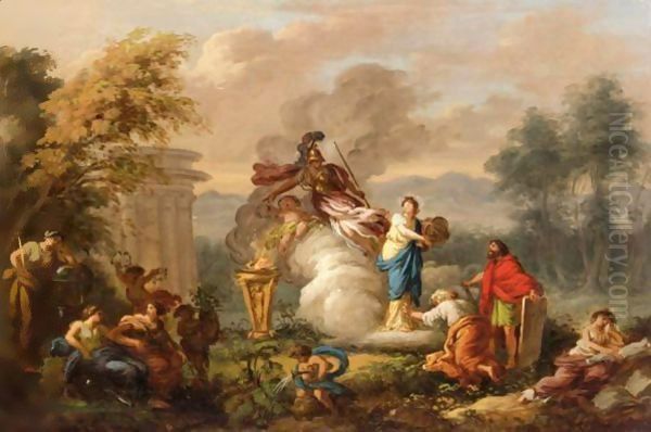 Allegorie Avec Minerve Et Uranie Oil Painting by Jean Jacques II Lagrenee