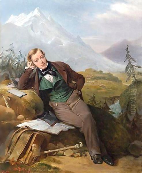 Portrait D'Un Geographe Dans La Montagne Oil Painting by Frederic Henri Schopin